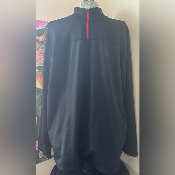 SPYDER ACTIVE 1/2 ZIP PERFORMANCE PULLOVER. Sz. L BLACK/RED. - Picture 4 of 9